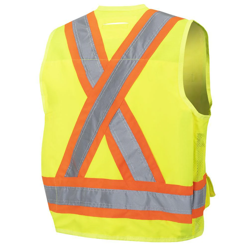 Pioneer Hi-Vis Poly Twill Surveyor's Safety Vest With Snap Closure - Image 2