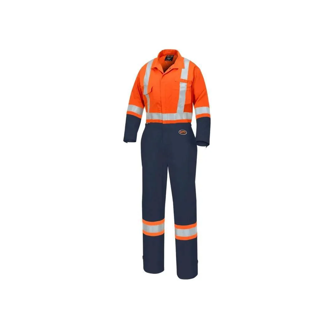 Pioneer Women's 2–Tone Poly/Cotton Safety Coveralls – Orange/Navy - Image 7