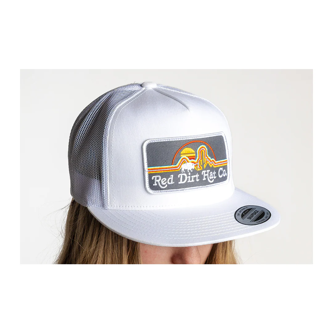 Red Dirt Hat co Neon Buffalo White Cap