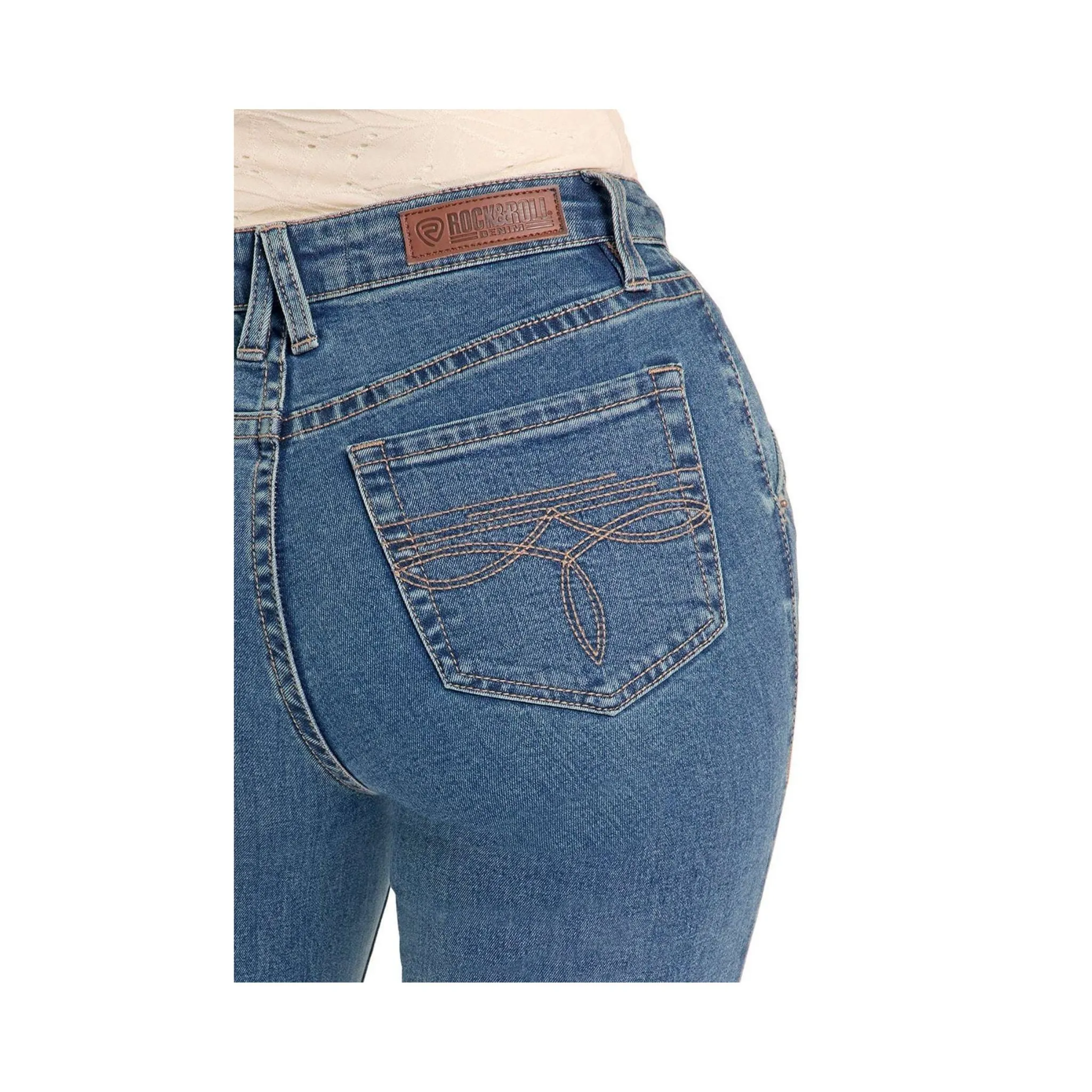 Rock and Roll Women's High Rise front Panel Trouser Jeans Mid Wash - Image 4