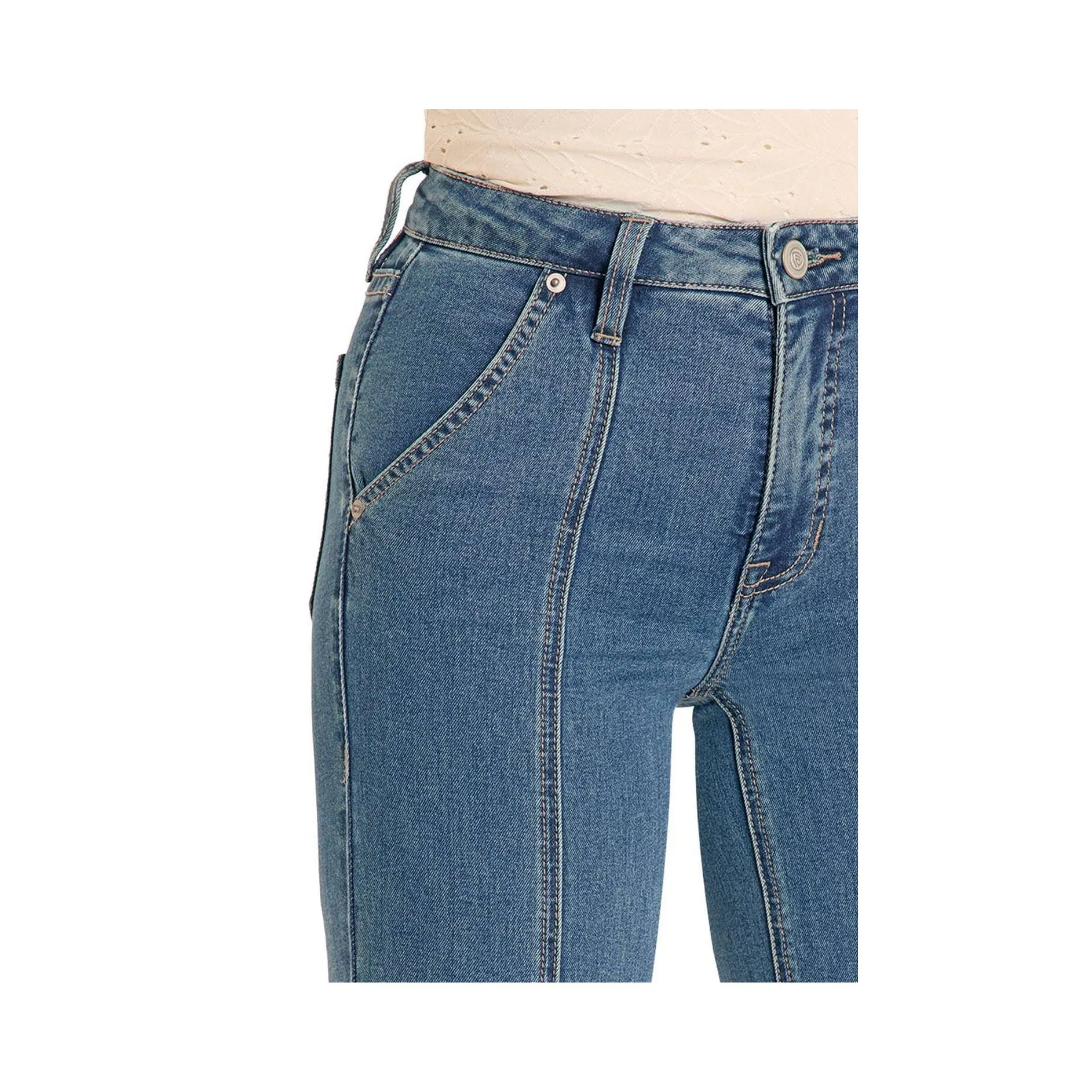 Rock and Roll Women's High Rise front Panel Trouser Jeans Mid Wash - Image 5