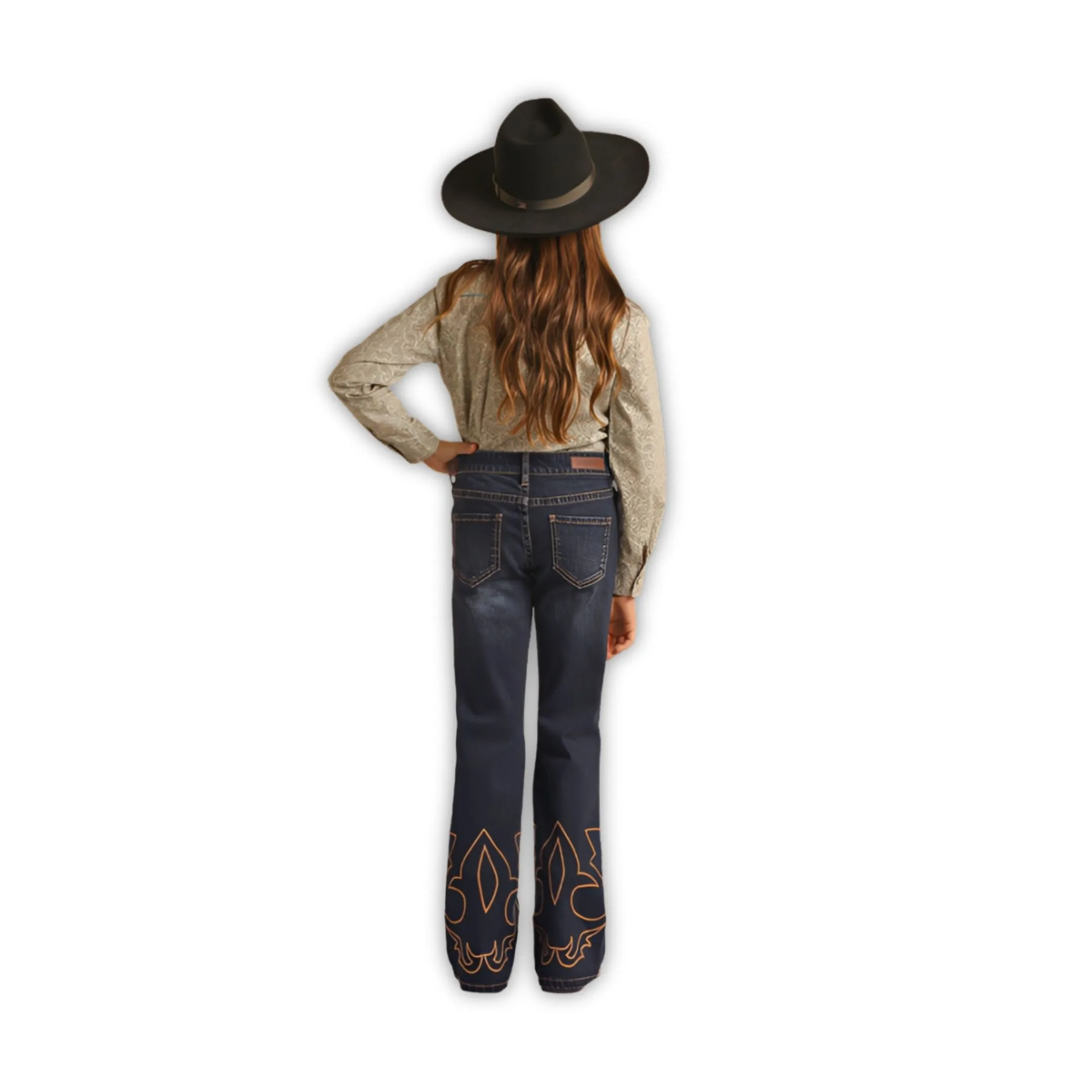 Rock & Roll Girl's Embroidered Denim Mid-Rise Trouser Jeans- CLEARANCE - Image 3