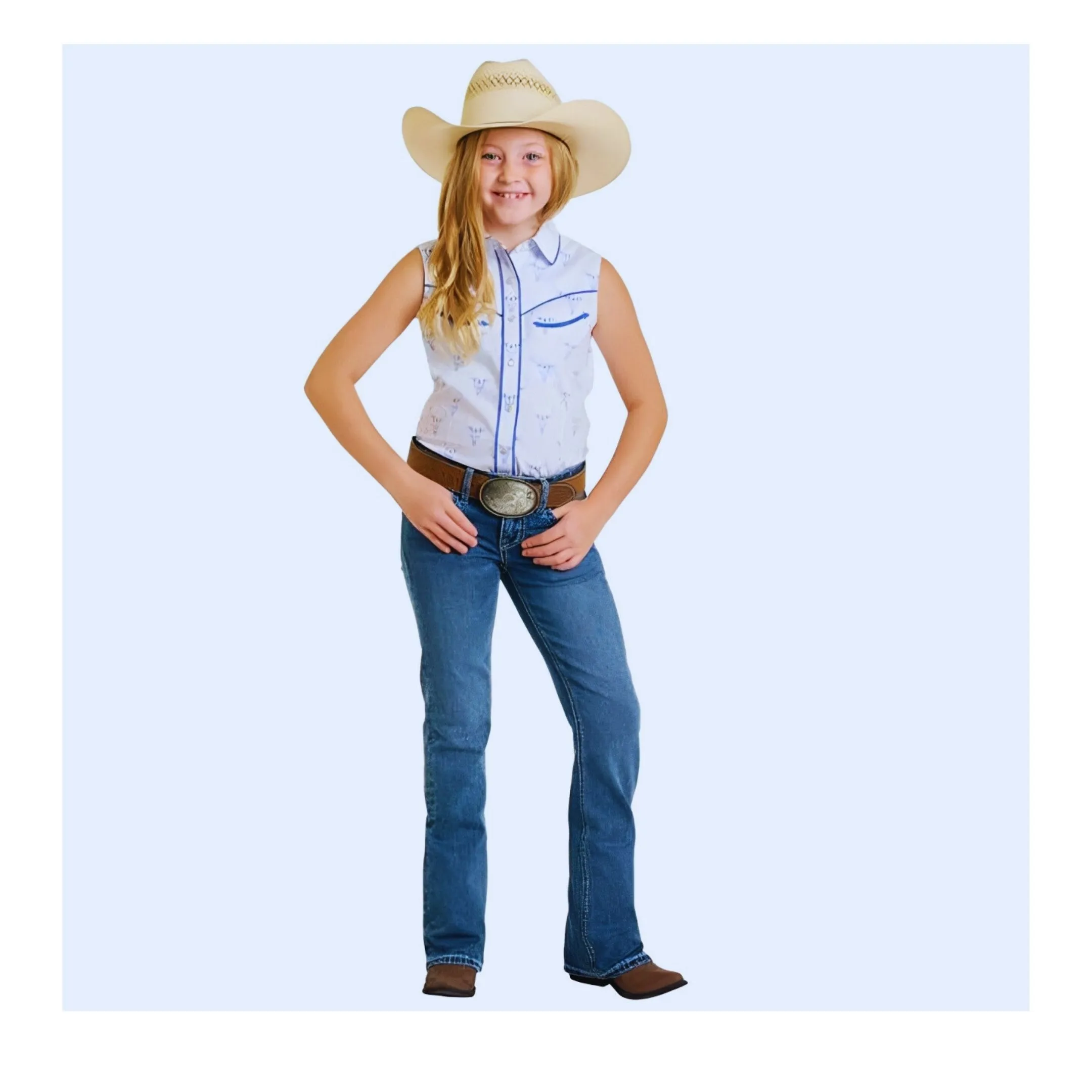 Rock & Roll Denim Girl's Bootcut Medium Wash Aztec- CLEARANCE