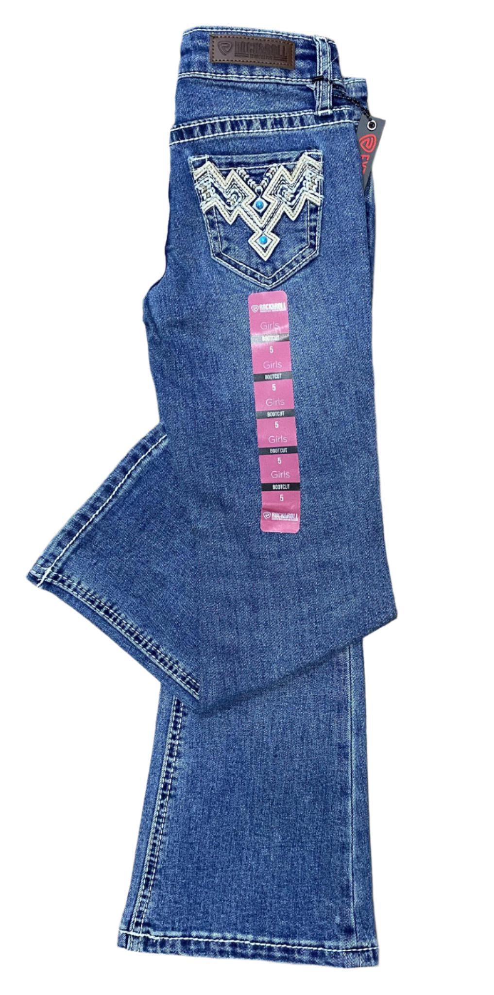 Rock & Roll Denim Girl's Bootcut Medium Wash Aztec- CLEARANCE - Image 5