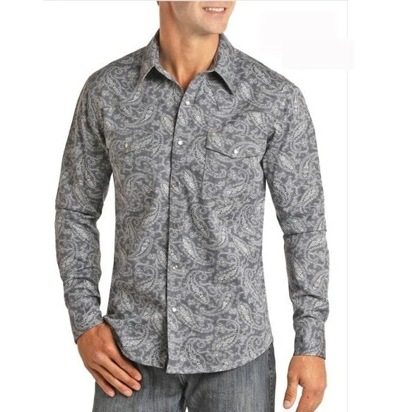 Rock & Roll Men’s Work Shirt Flame-Resistant Long Sleeve Snap B2S6562