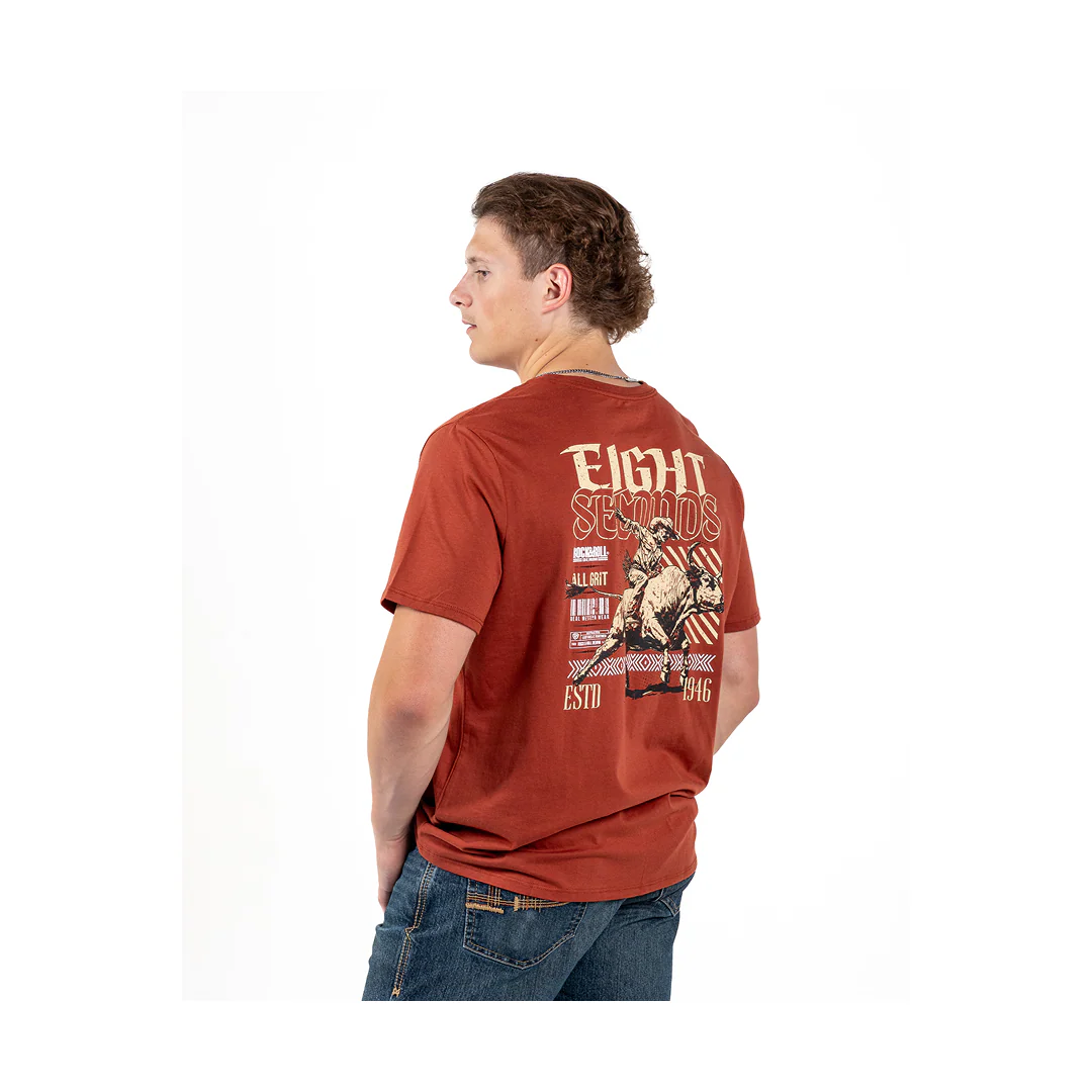 Rock & Roll Denim Men's Eight Seconds Rust Graphic T-Shirt - Image 2