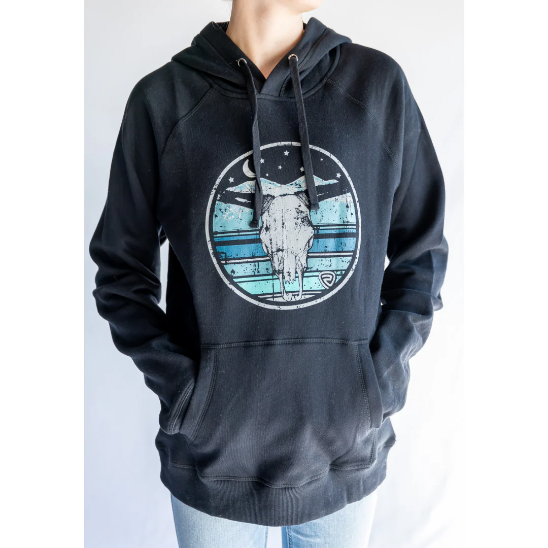 Rock & Roll Denim Men's Skull Black Graphic Hoodie