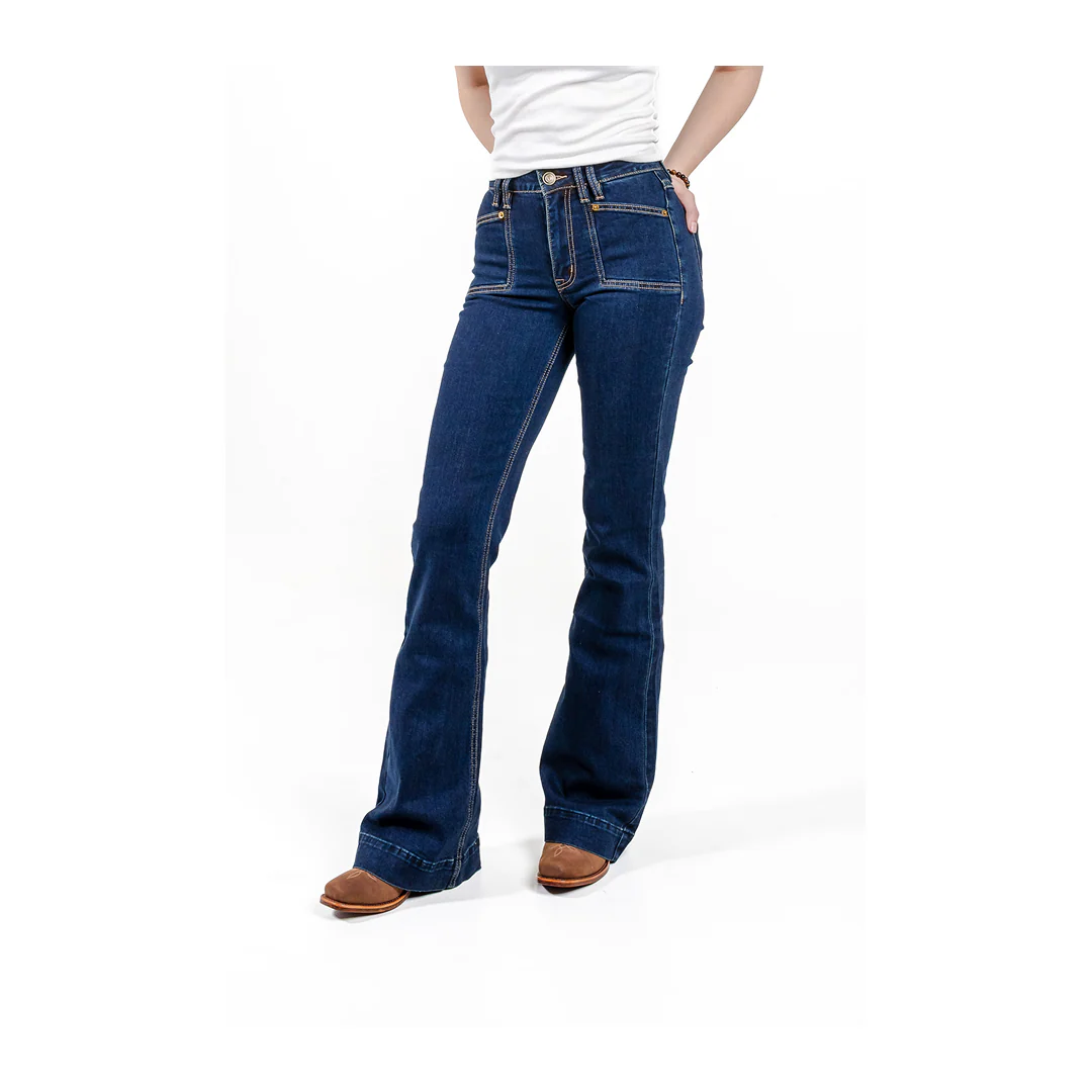 Rock & Roll Denim Women's Dark Wash High Rise Trouser Jeans - Image 3