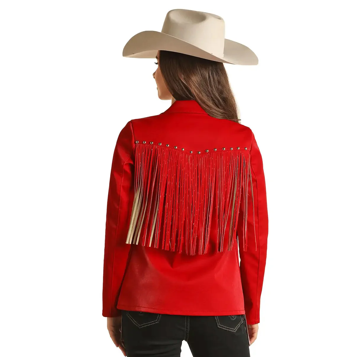 Rock & Roll Denim Women's Red Jacket With Fringe - Image 2