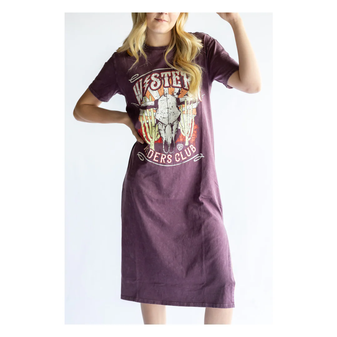 Rock & Roll Denim Women's Western Graphic Maxi Dress Purple - Image 2