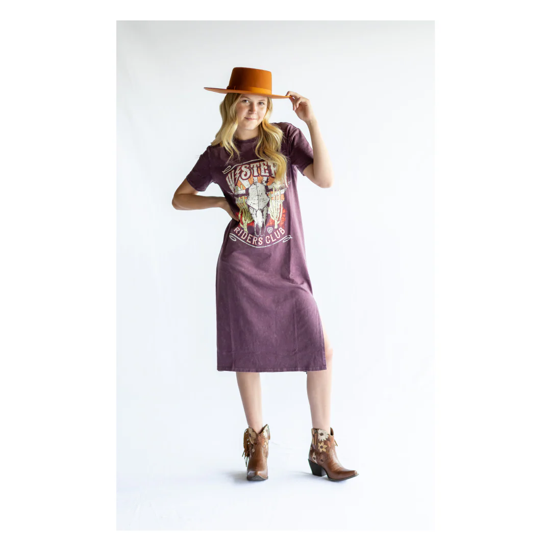 Rock & Roll Denim Women's Western Graphic Maxi Dress Purple - Image 4