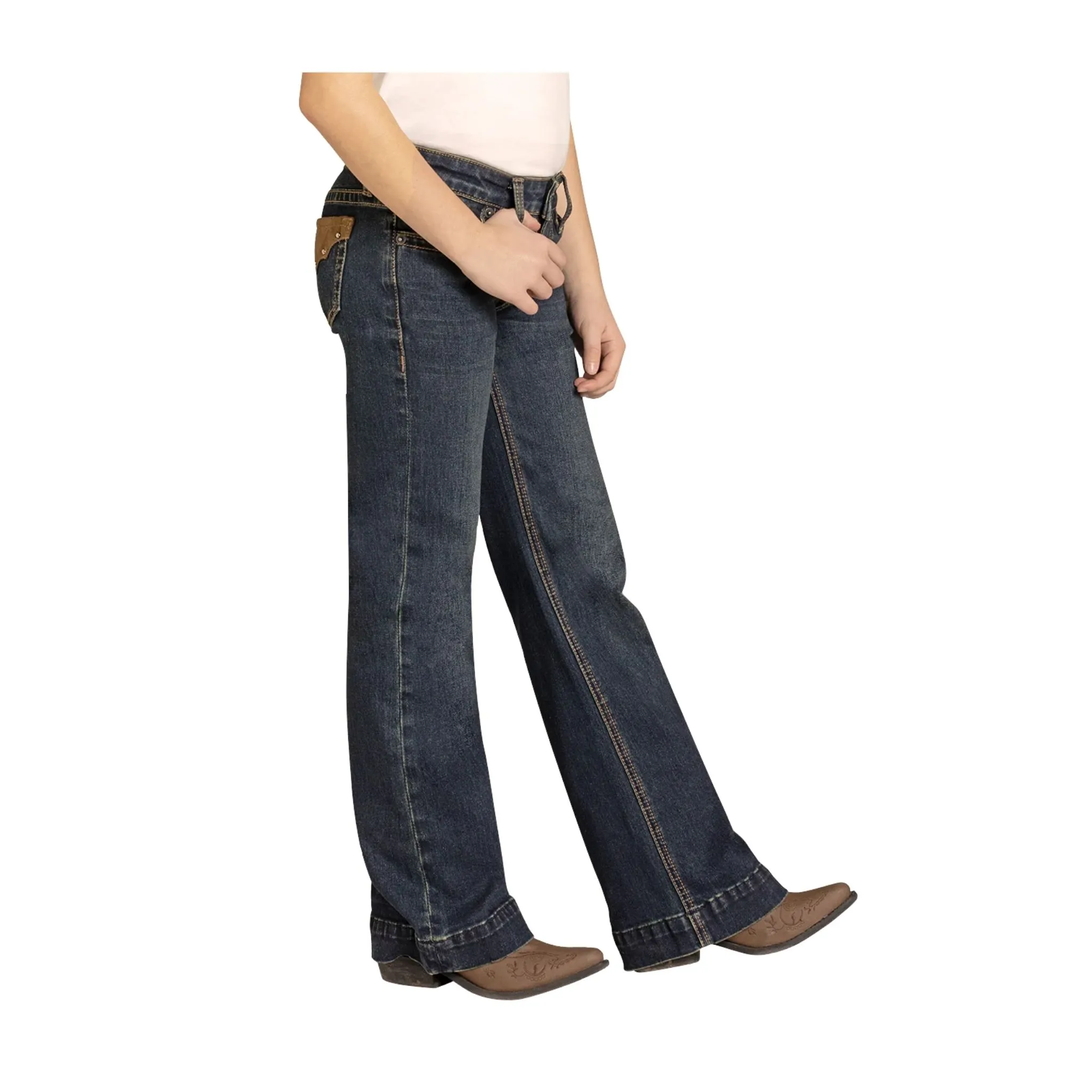 Rock & Roll Girls' Suede Pocket Trouser Jeans - Image 3