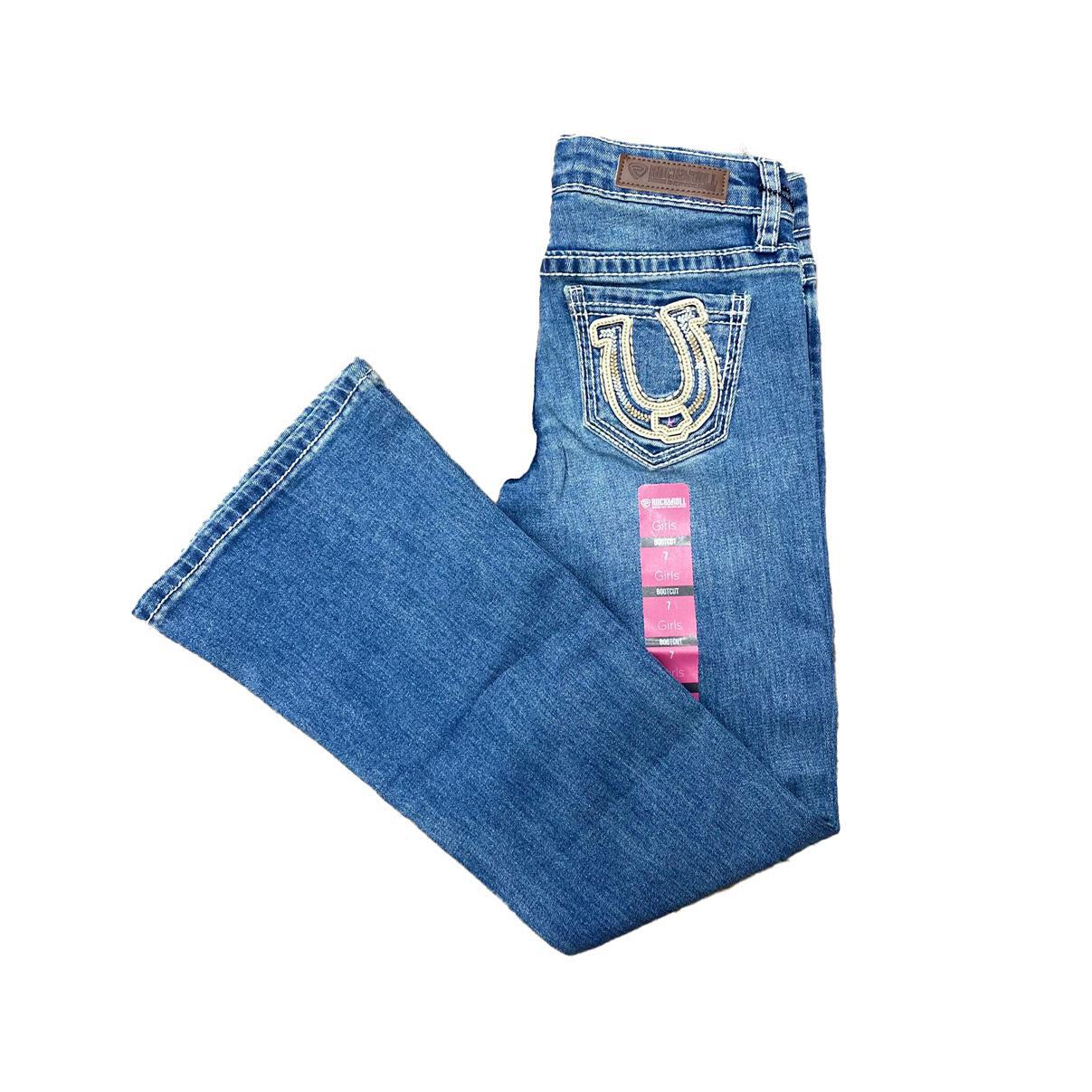 Rock & Roll Girl's Horseshoe Embroidery Bootcut Jean- CLEARANCE - Image 2