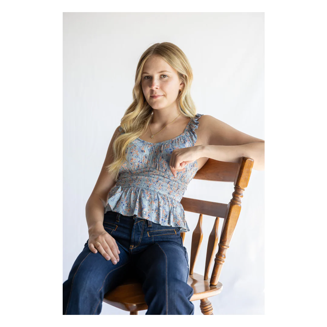 Rock & Roll Women’s Top Sleeveless Ruffled Floral Flutter - Image 2