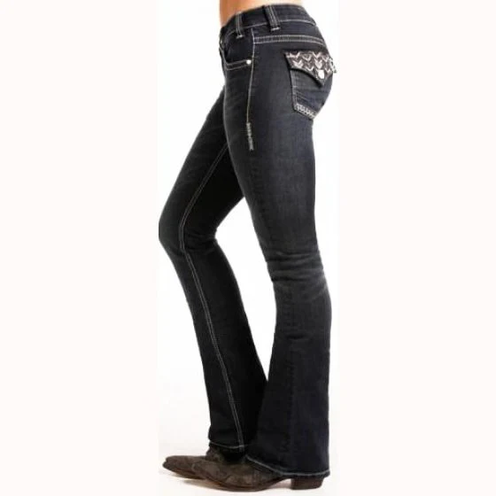 Rock & Roll Women's Jeans Low Rise Stretch Boot Cut W6-4586 - Image 2