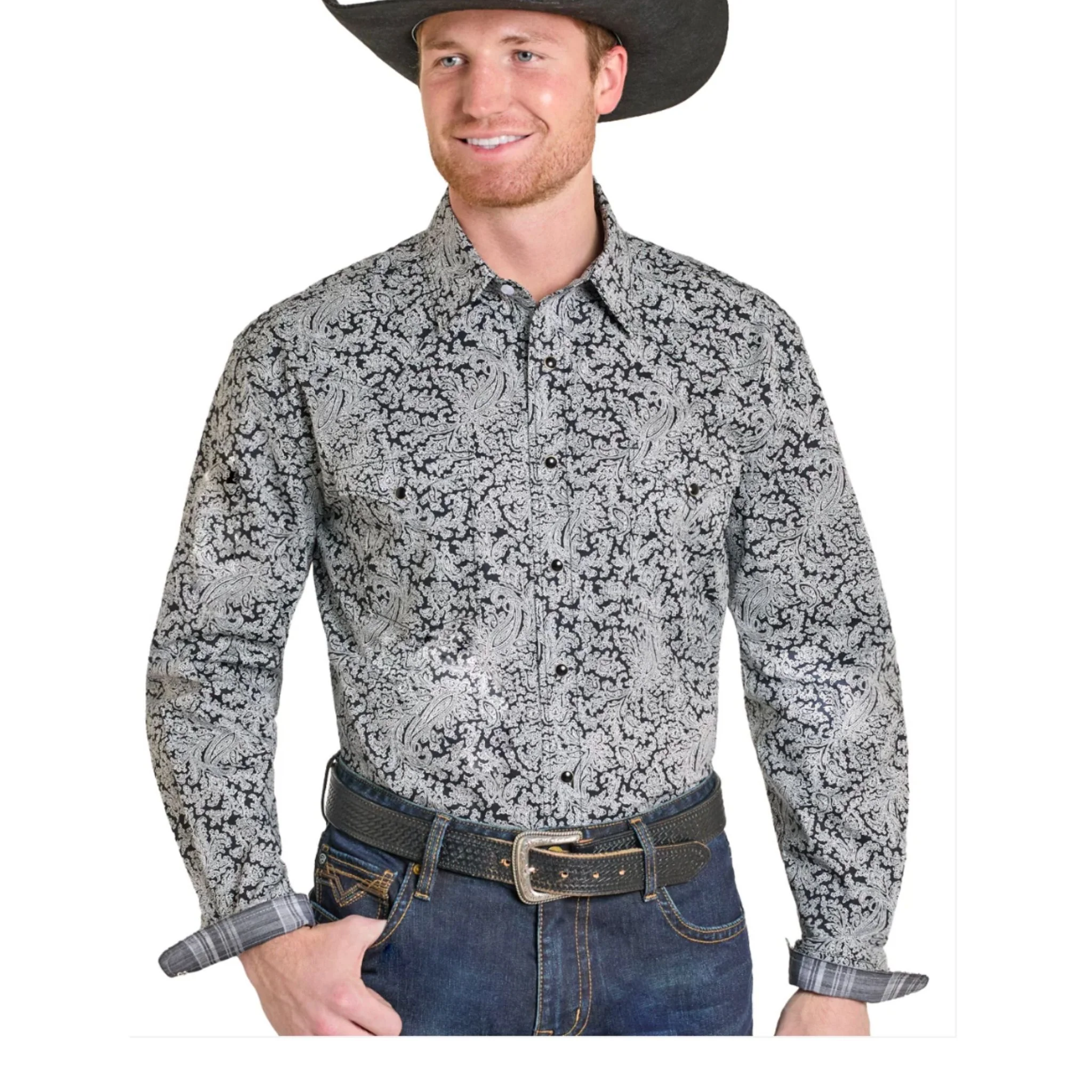 Rock & Roll Men's Long sleeves 2 pocket Snap