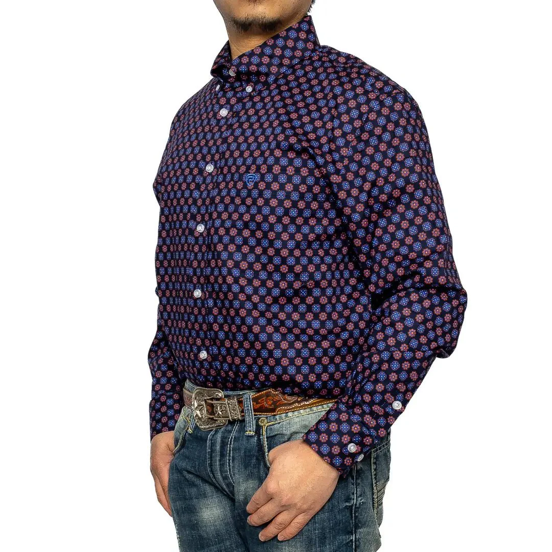 Rock & Roll Men's Blue Geo Print Shirt - Image 2