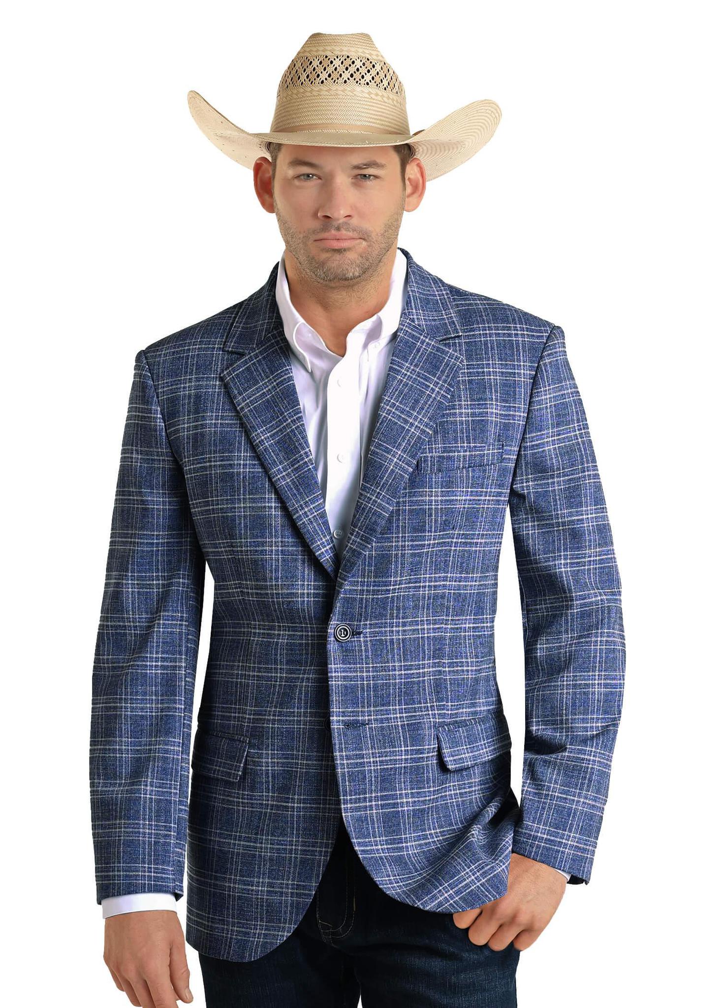Rock & Roll Men's Blue Plaid Sports Jacket