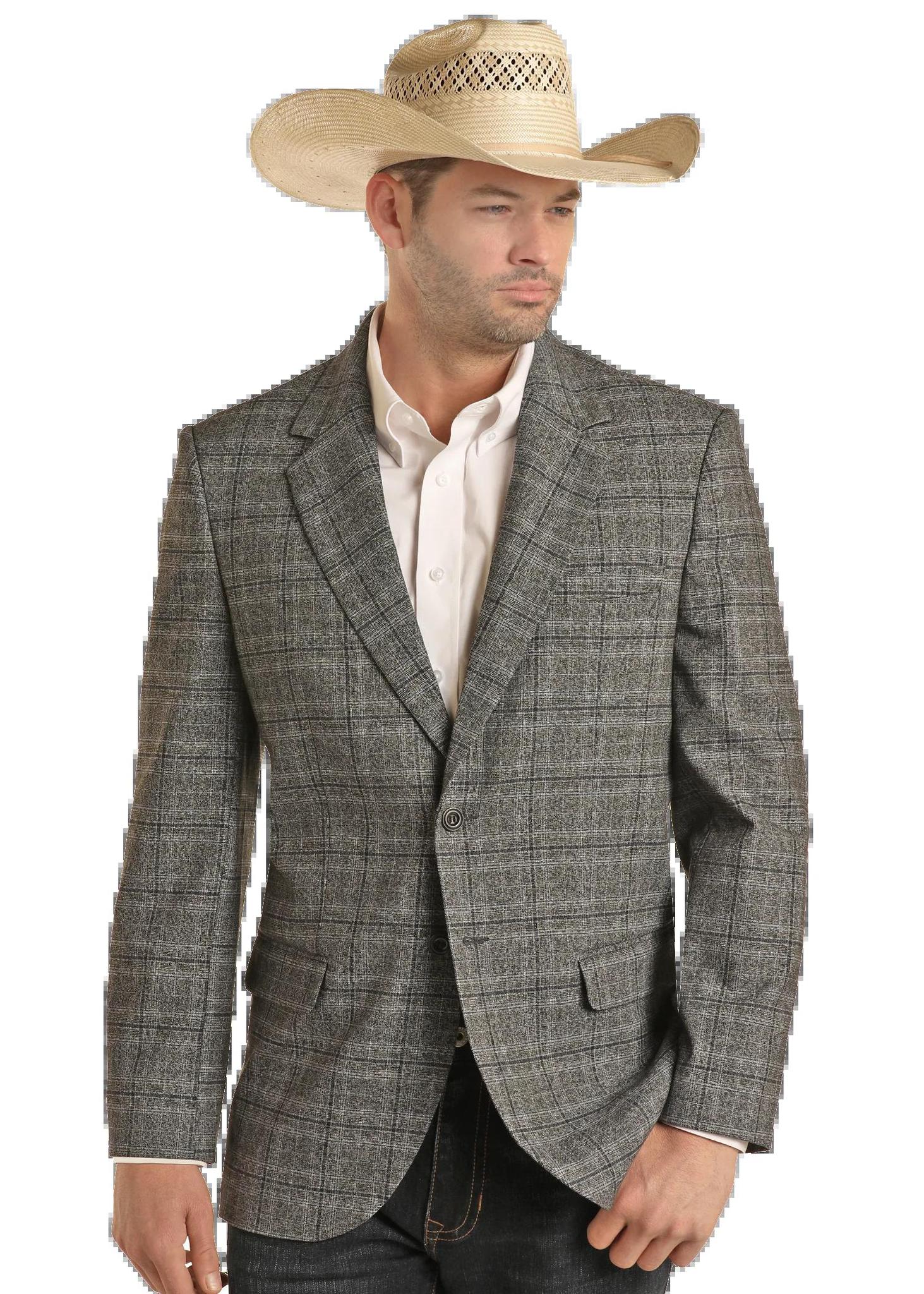Rock & Roll Men's Charcoal Windowpane Plaid Sport Coat