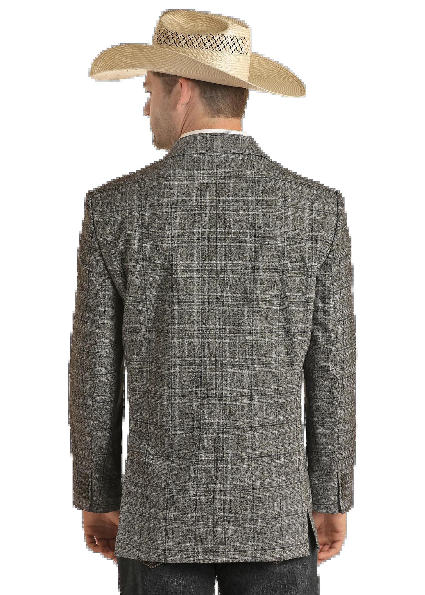 Rock & Roll Men's Charcoal Windowpane Plaid Sport Coat - Image 2