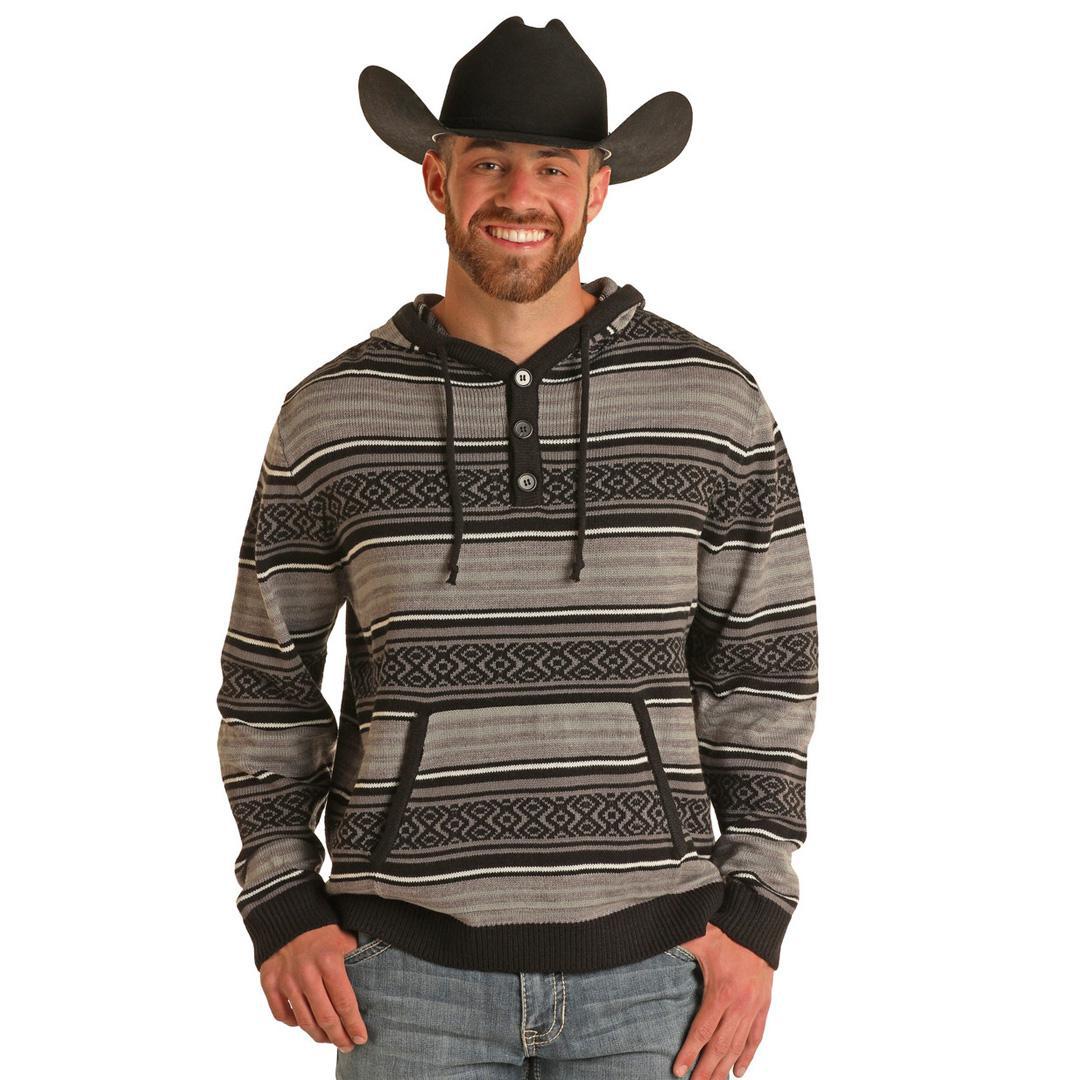 Rock & Roll Men's Denim Knitted Sweater Hoodie - CLEARANCE - Image 2