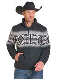 Rock & Roll Men's Fleece Border Aztec Pullover