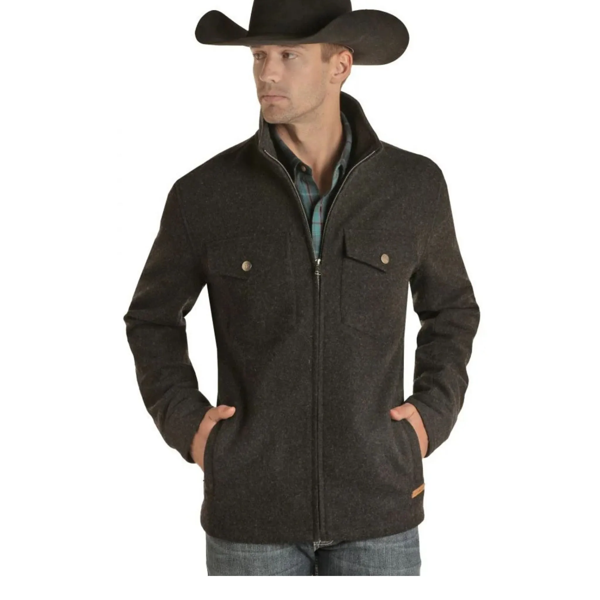 Rock & Roll Men's Heather Wool Coat - Black