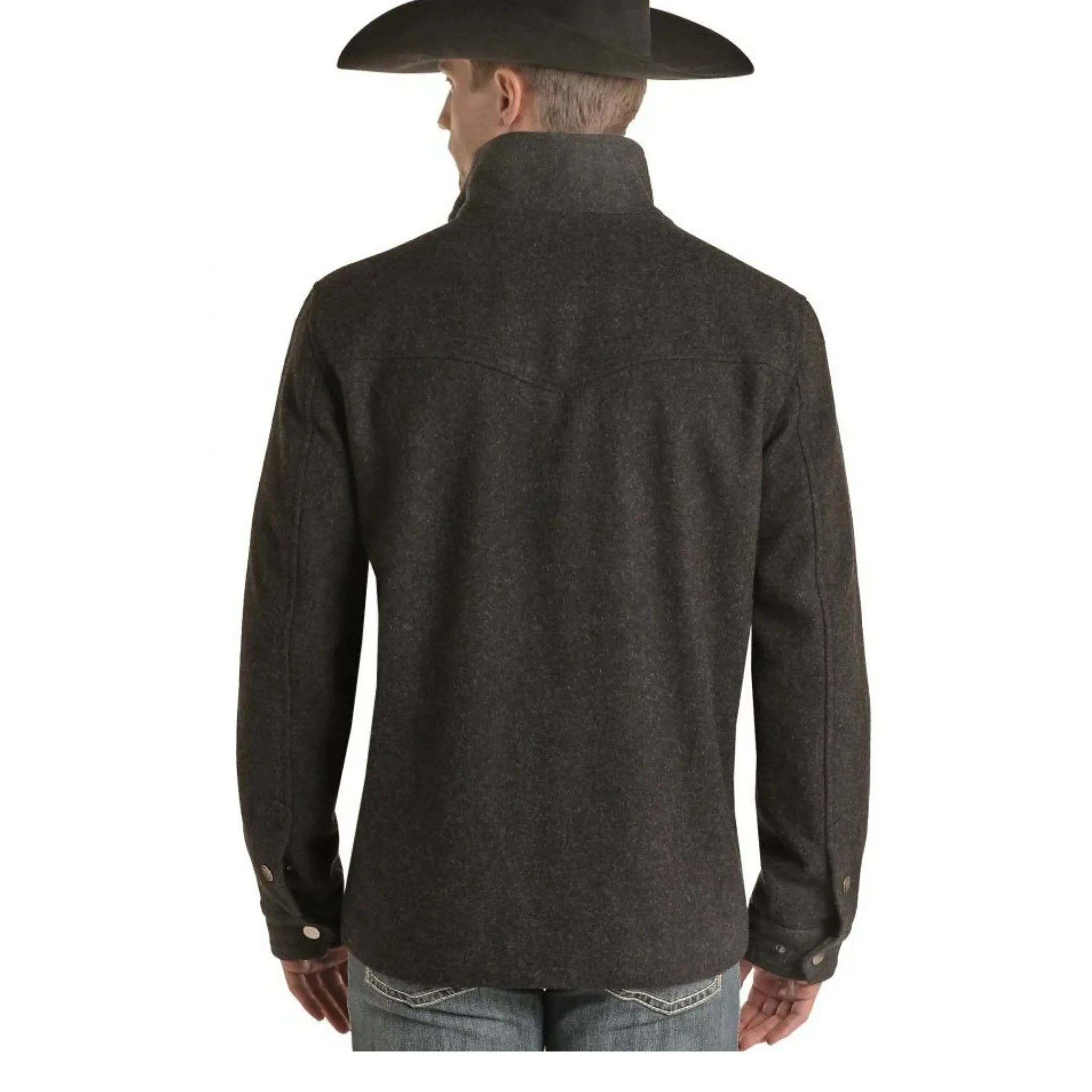 Rock & Roll Men's Heather Wool Coat - Black - Image 2