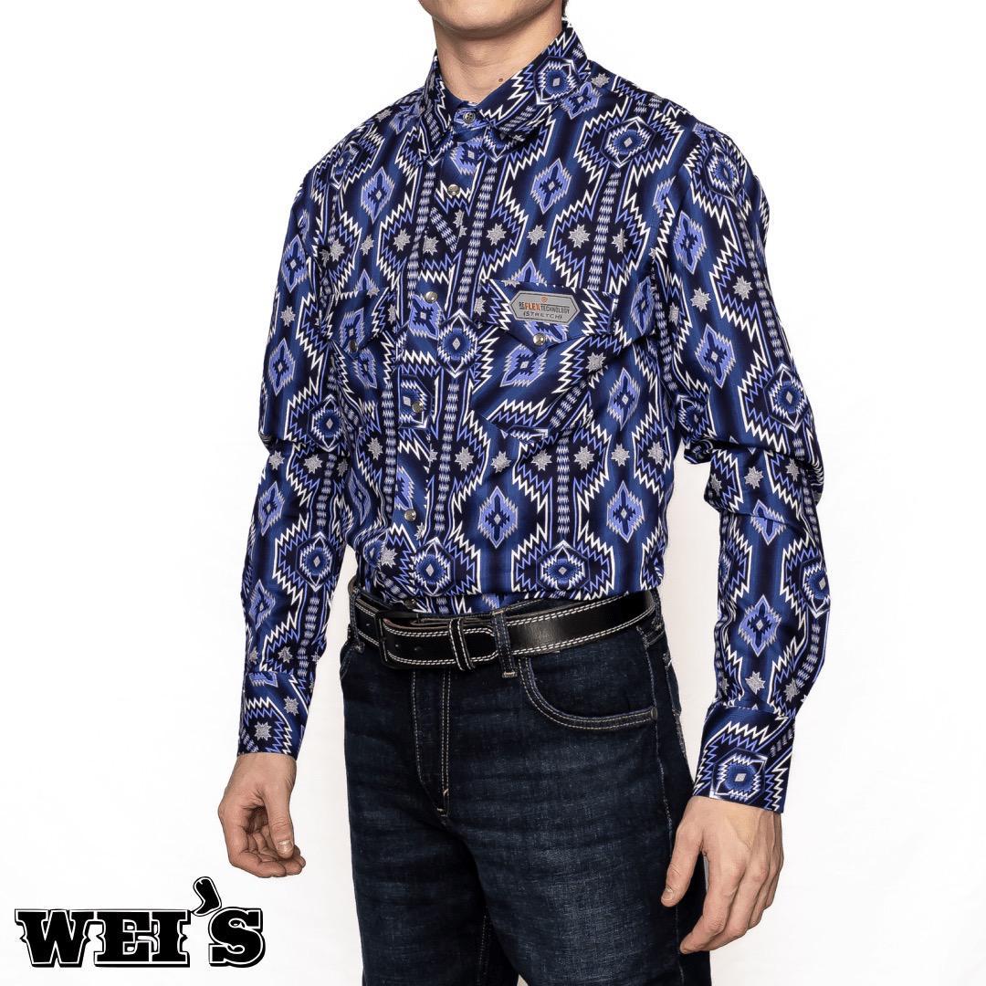 Rock & Roll Men's Long Sleeve Snap Aztec Shirt - Image 2