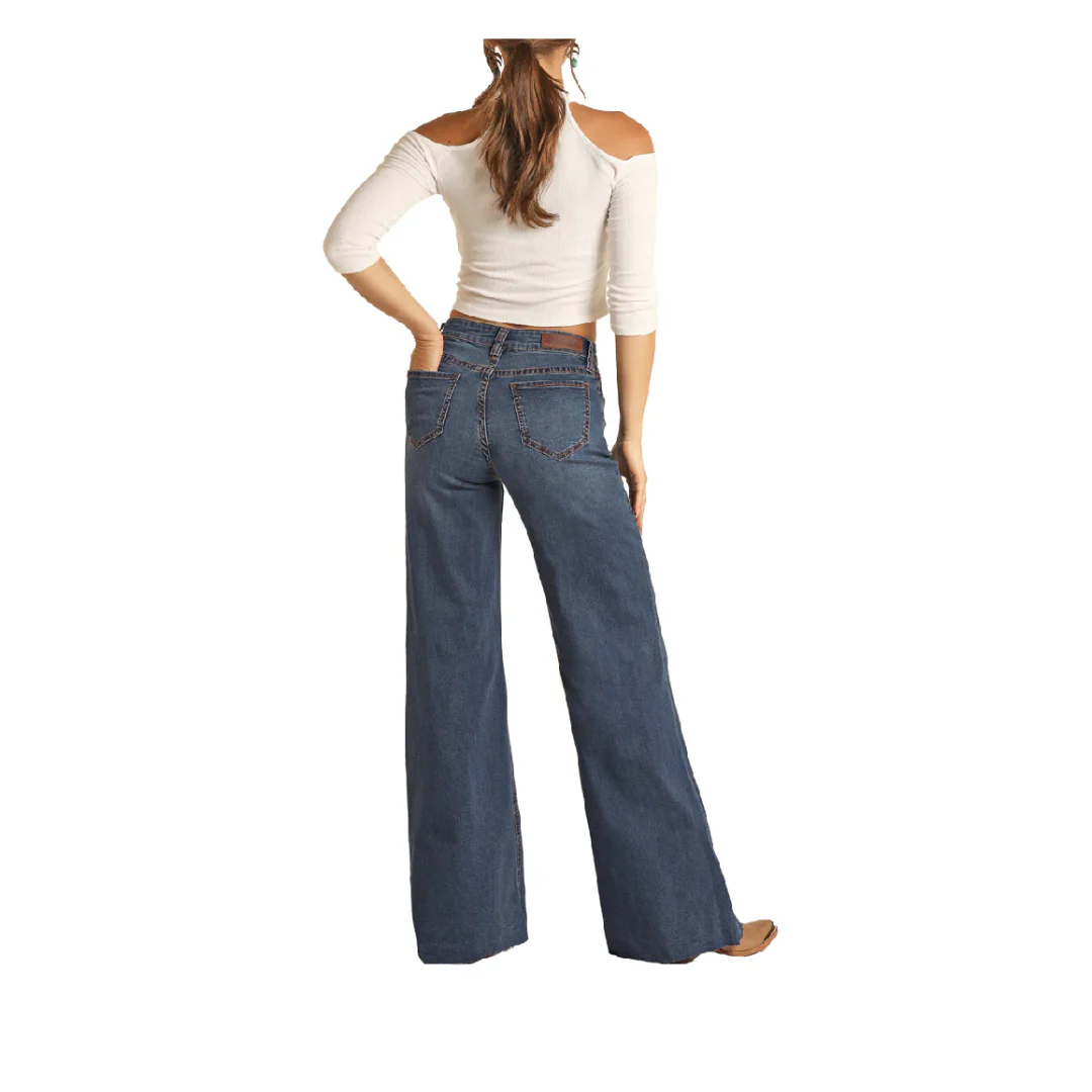 Rock & Roll Women's Jeans Palazzo High Rise Flare - Image 2