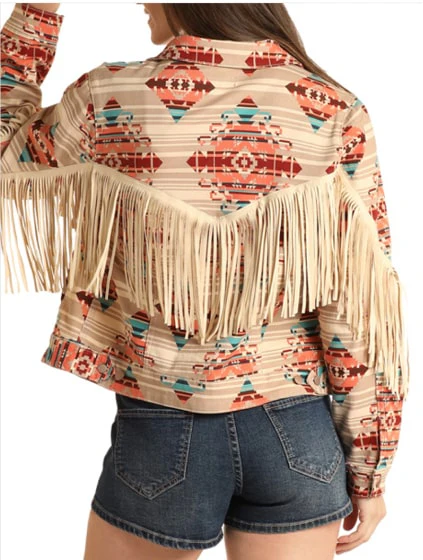 Rock & Roll Women’s Jacket Fringed Aztec Stripe -Clearance - Image 2