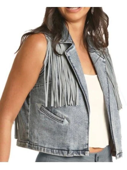 Rock & Roll Women’s Vest Fringed Denim