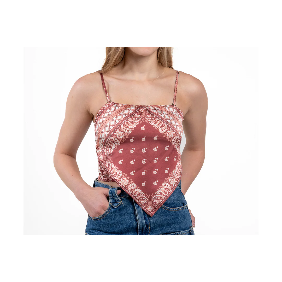 Rock&Roll Women's Burgundy Bandana Tank Top - Image 3
