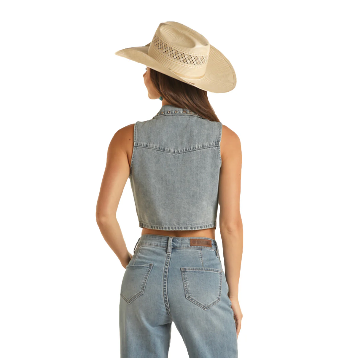 Rock & Roll Women's Denim Fringe Vest - Image 7