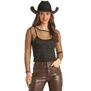 Rock & Roll Women's Mesh Rhinestone Top - CLEARANCE - Image 2