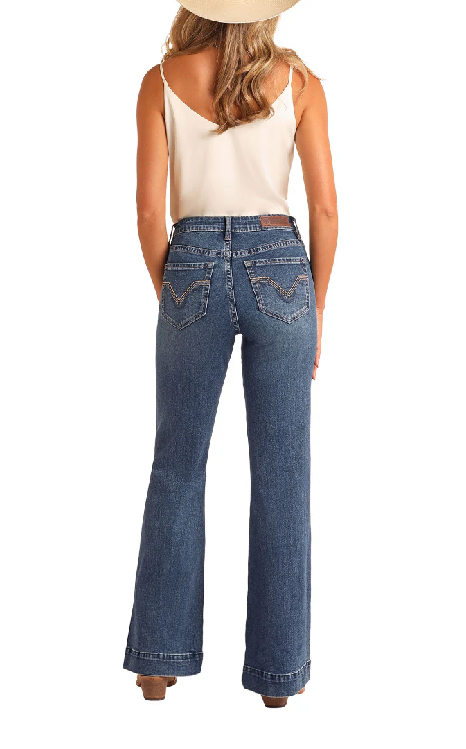 Rock & Roll Women's Signature Embroidered High Rise Trouser - Image 3