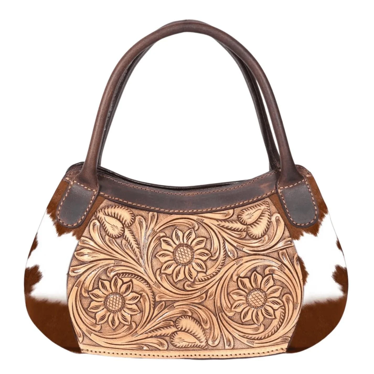 RodeoBar Wisconsin Hair On Hide Tooled Leather Purse