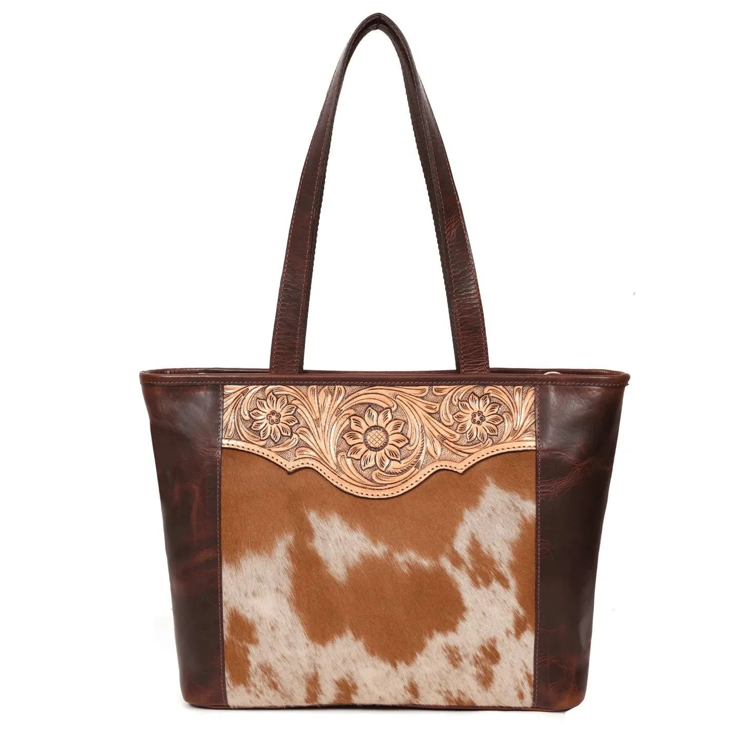 RodeoBar Florida Tooled & Hair On Hide Leather Tote Bag - Image 2