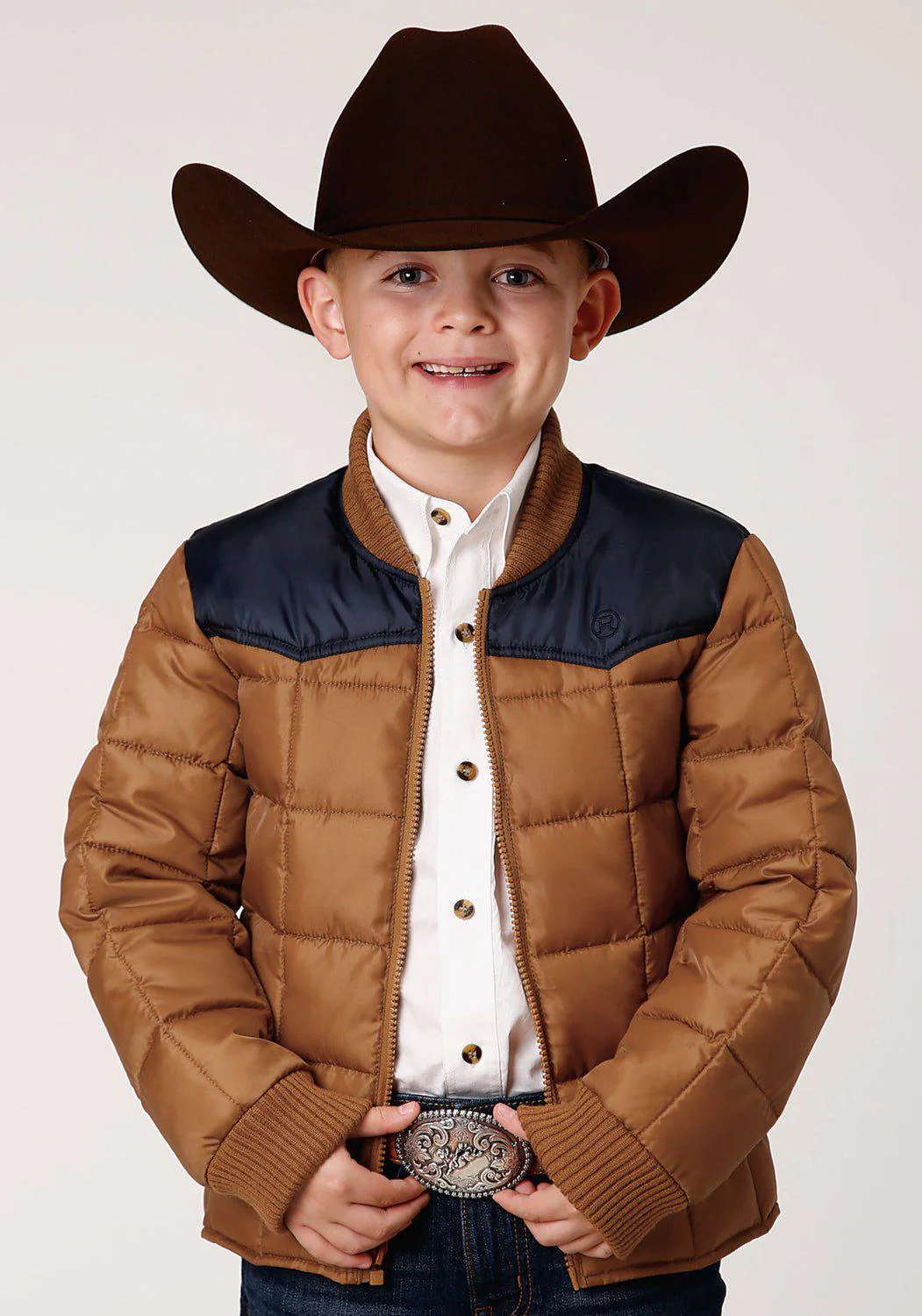 Roper Boys Kids Brown Polyester Quilted Poly-Filled Jacket - CLEARANCE - Image 7