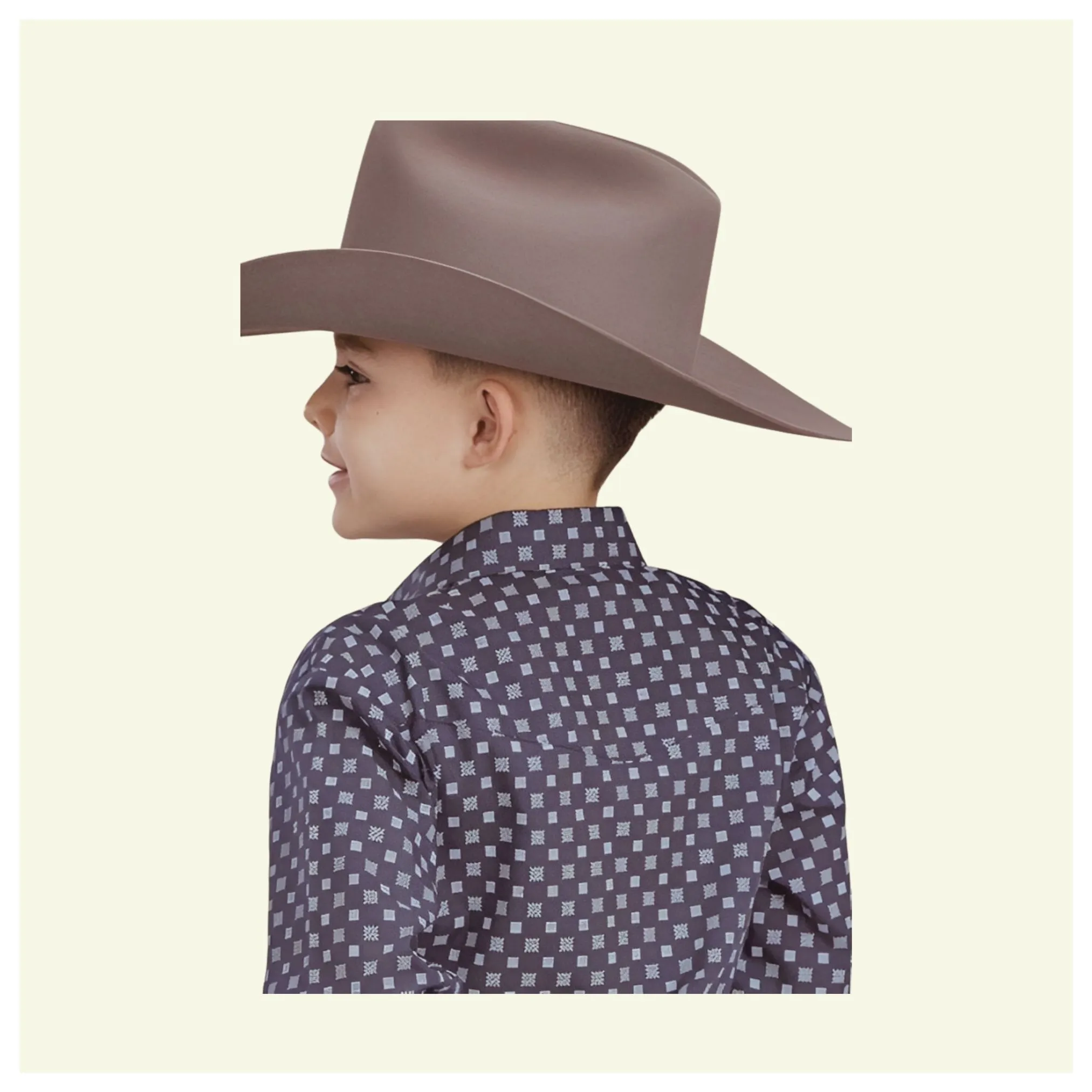 Roper Boy's Long Sleeve Button Up Navy And White Squares - Image 2