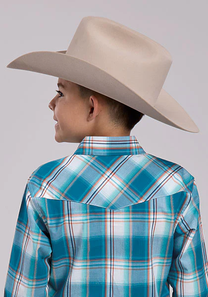 Roper Boy's Plaid Long Sleeve Snap Shirt - Image 2