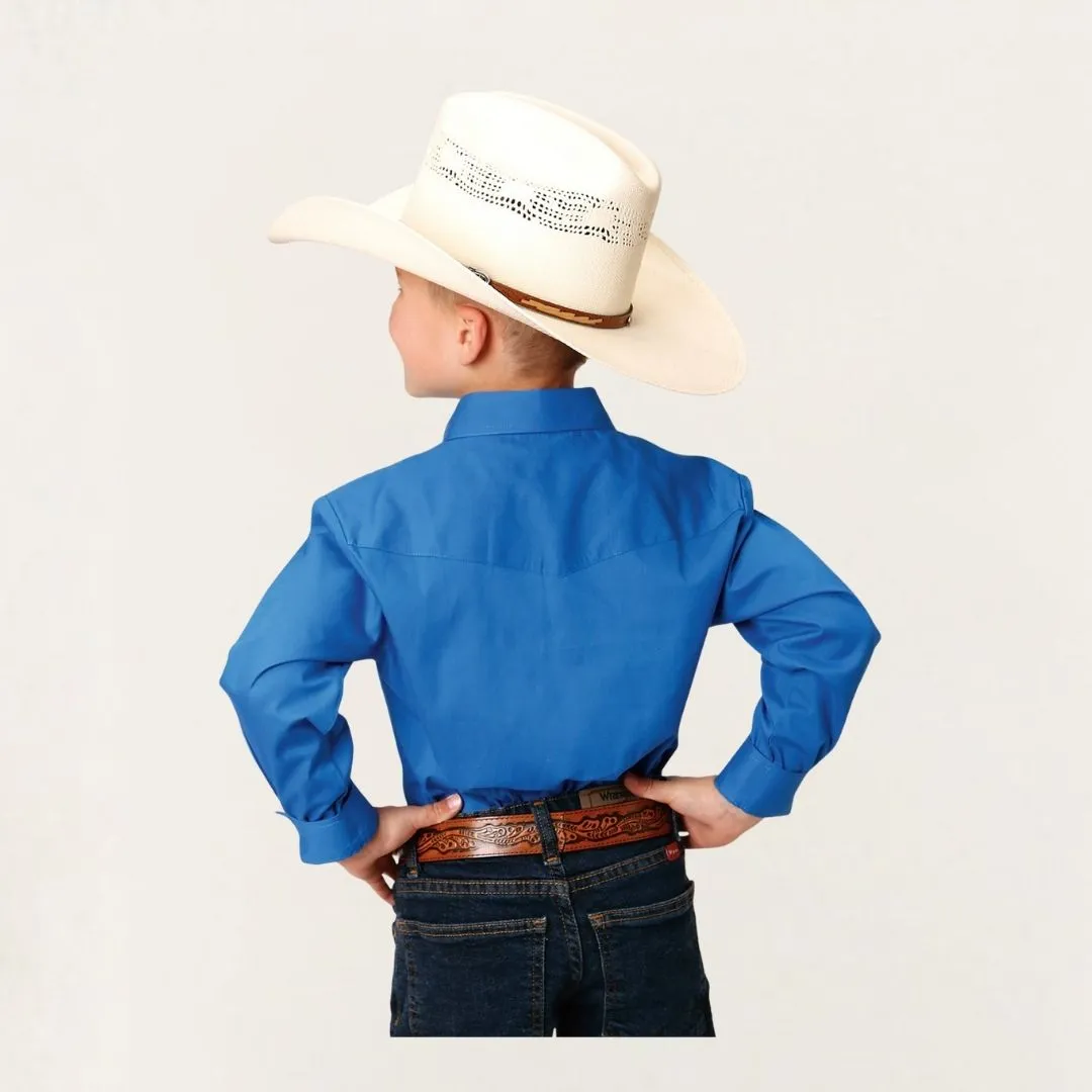Roper Boy's Western Long Sleeve Shirt Blue - Image 3