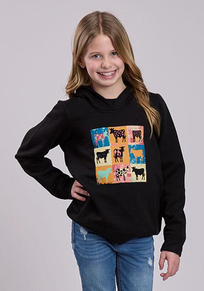Roper Girl's Black Fleece Hooded Sweatshirt