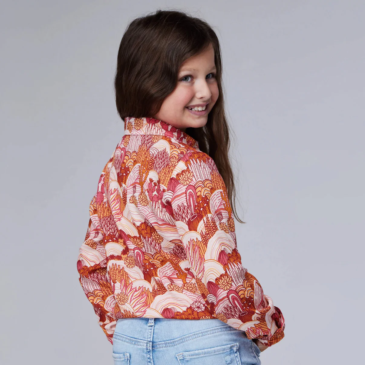 Roper Girl's Long Sleeve Cacti Print Snap Shirt - Image 2