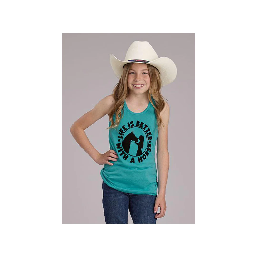 Roper Girl's Turquoise Jersey Knit Racerback Tank - CLEARANCE