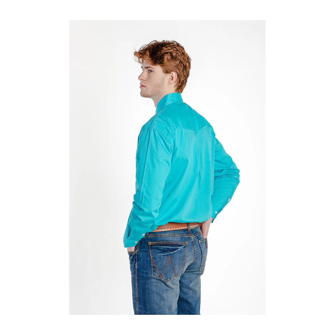 Roper Men’s Shirt Western Long Sleeve Button Down Aqua - Image 3
