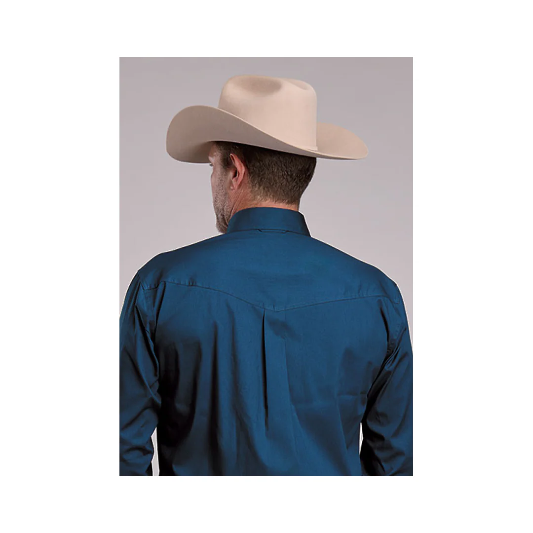 Roper Men's Amarillo Solid Button down Shirt Navy - Image 3