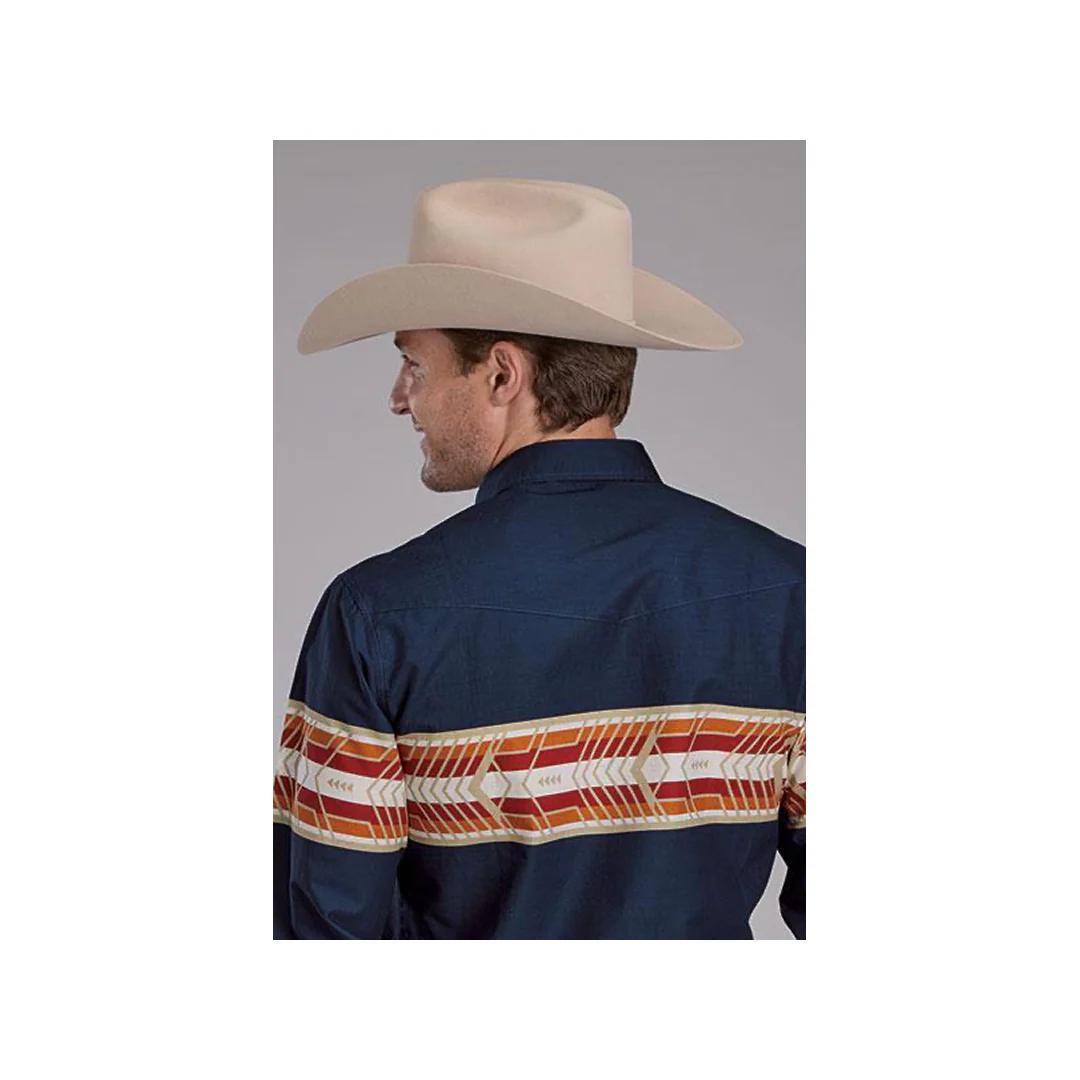 Roper Men's Aztec Border Print Long Sleeve Snaps Western Shirt - Image 2