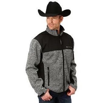 Roper Men's Bonded Fleece Sweater Grey/Black- CLEARANCE