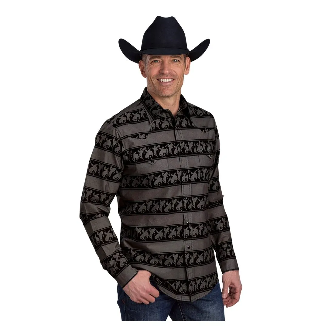 Roper Men's Horizontal Rodeo Stripe Print Design Snap Shirt